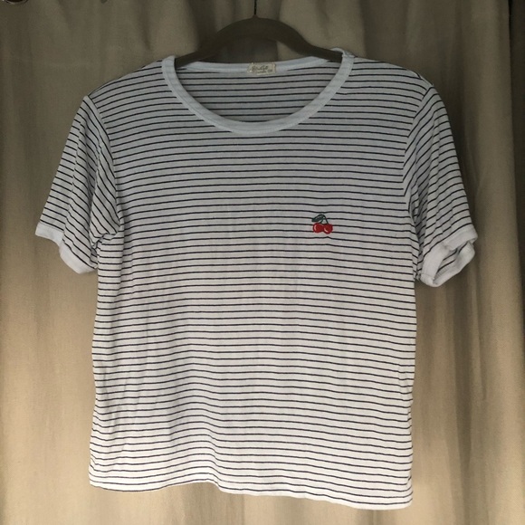 Brandy Melville Nadine Striped Cherry Tee - Picture 3 of 7